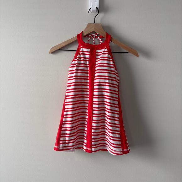 Lululemon Hip To Be Zen Halter in Twin Stripe Love Red / Love Red Tank Top Pads - Picture 4 of 11